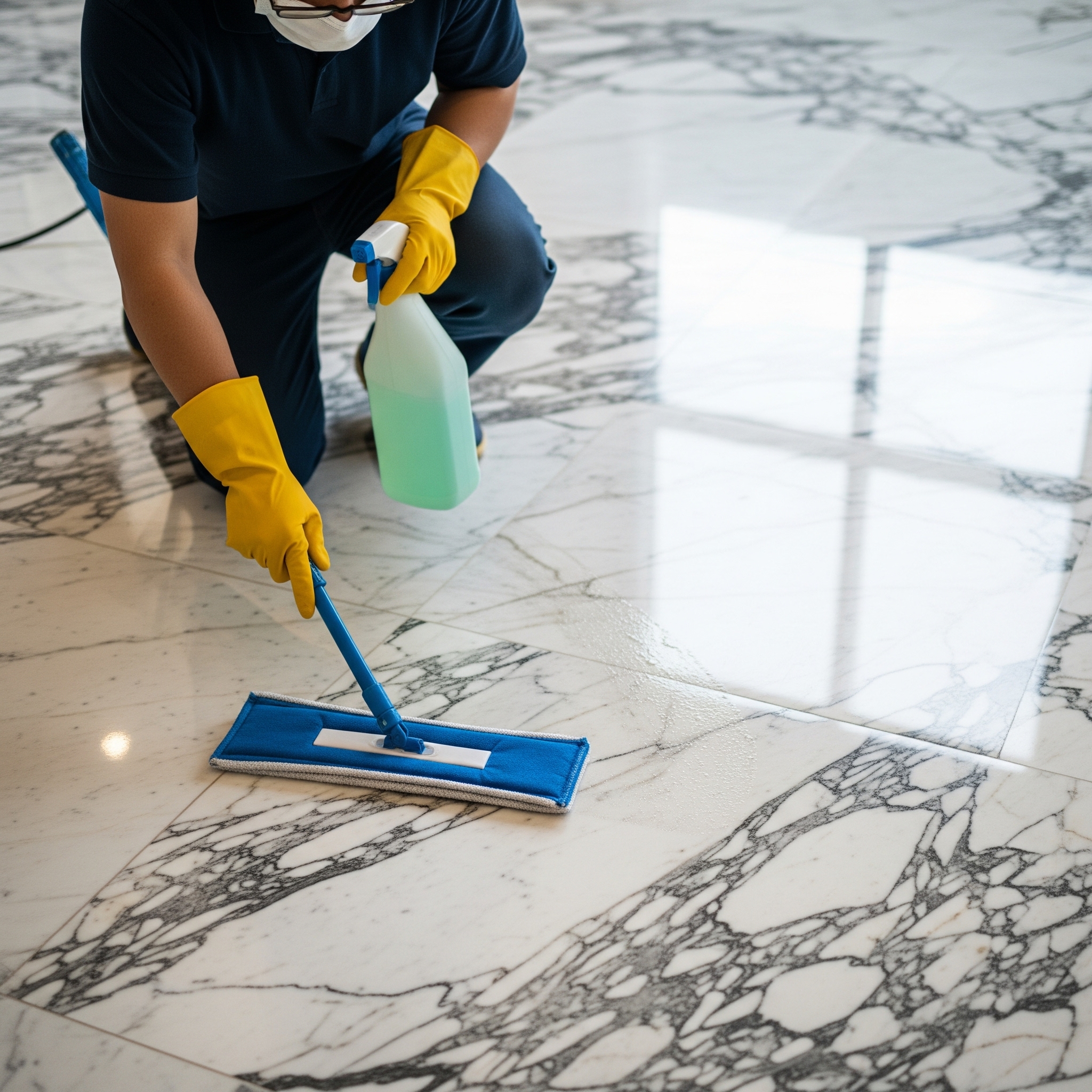 Pulizia professionale pavimenti in marmo a Genova.